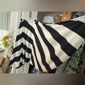 Chic A-Line Black and White Striped Skirt